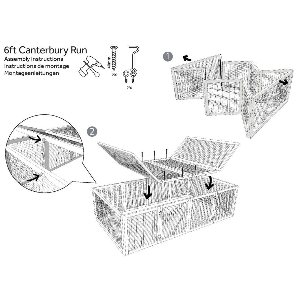 6ft Folding Canterbury Guinea Pig Run | Big Space For Small Pets | Easy Assembly | Folds Away | Run Shades Available - Home & Roost