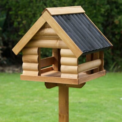Fordwich Black Wild Garden Bird Table | Unique Log Lap Design | Delivered In Only 2 Parts - Home & Roost