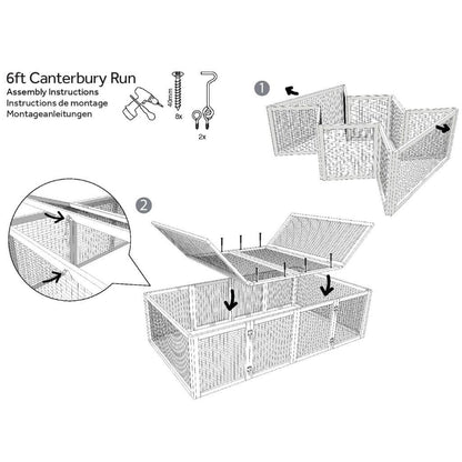 6ft Folding Canterbury Guinea Pig Run | Big Space For Small Pets | Easy Assembly | Folds Away | Run Shades Available - Home & Roost