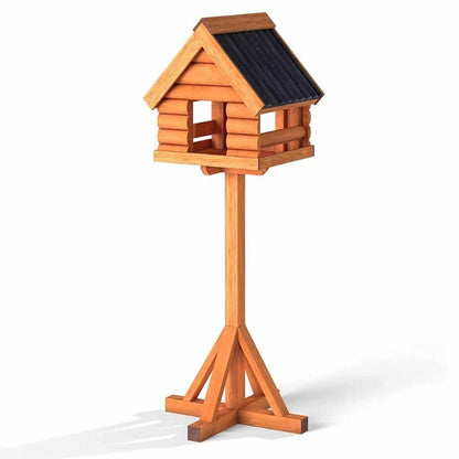 Fordwich Black Wild Garden Bird Table | Unique Log Lap Design | Delivered In Only 2 Parts - Home & Roost