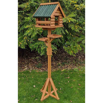 Fordwich Green XL Deluxe Bird Table | Unique Log Lap Design | Delivered In Only 3 Parts - Home & Roost