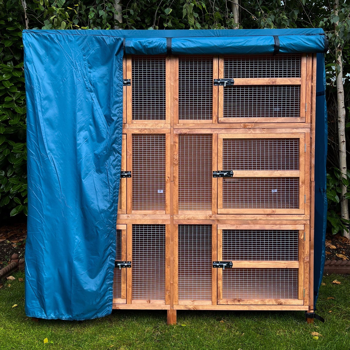 guinea pig hutch cover 5ft triple water proof front panel rolled up