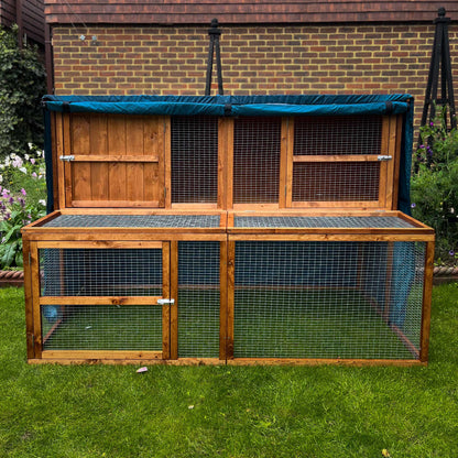 5ft rabbit hutch cover kendal hutch and run front rolled up